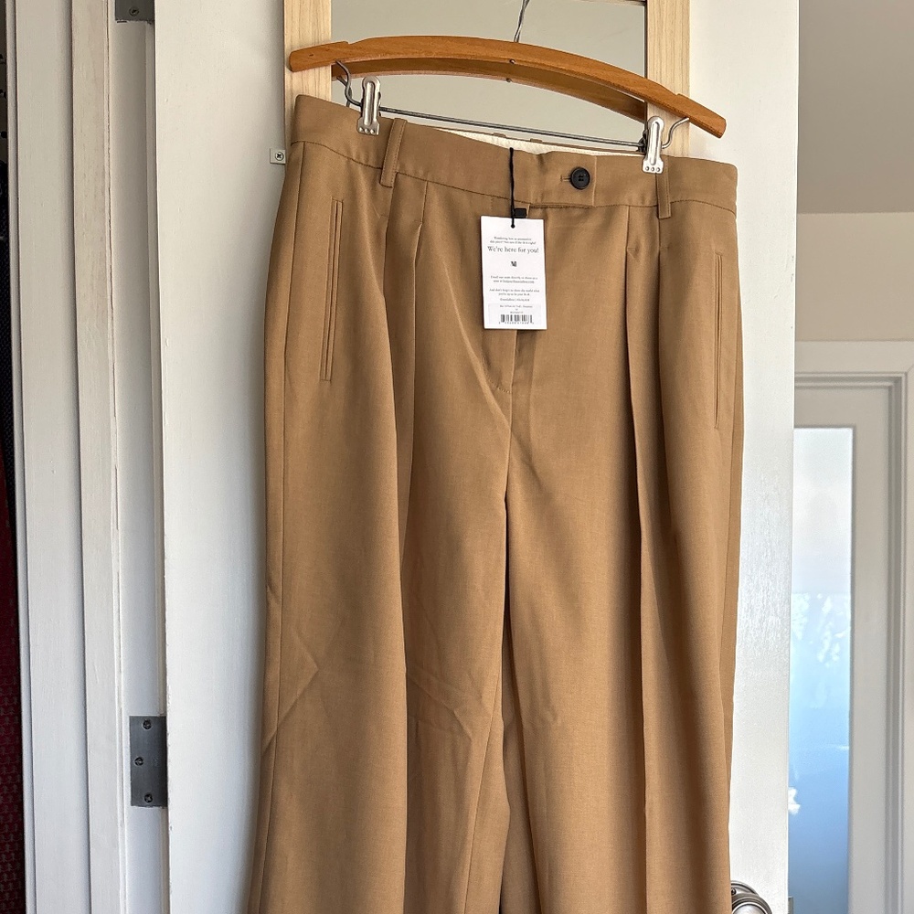 MM Lafleur Pleated Wide-Leg Trousers in Camel - Picture 8 of 8
